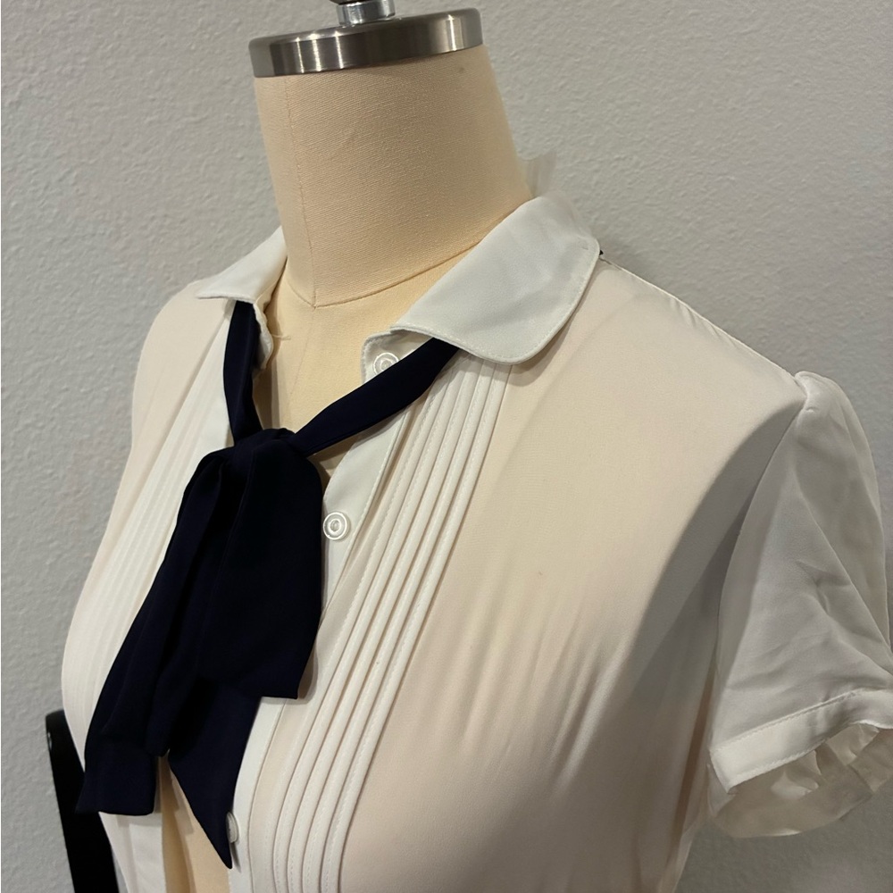 Forever 21 Cream Blouse with Black Accent